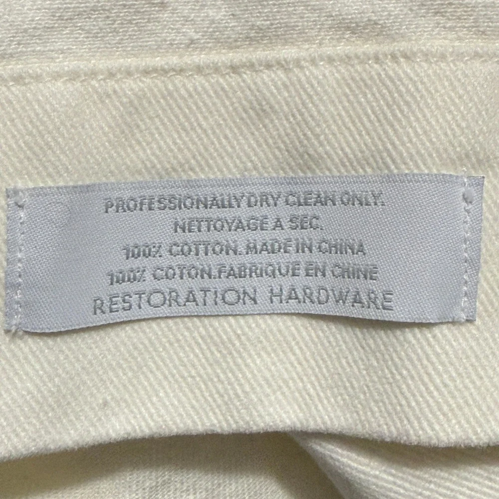 Restoration Hardware White 100% Cotton Twill Curtain Panels 49x84 Set of 2